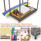 Stendino portasalviette da piscina per esterni, Stendino portasalviette autoportante, Stendino portasalviette da piscina a 5 barre con base in rattan, Stendino portasalviette da esterno in rattan intrecciato, Organizer per riporre gli oggetti