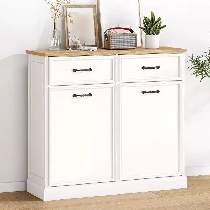 Pattumiera singola da 38 litri con apertura a ribalta - Mobiletto per raccolta differenziata, bianco, autoportante, per cucina, sala da pranzo, salotto