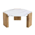 Zeus & Ruta 31-Inch Modern Hexagonal Coffee Table with White Marble Surface
