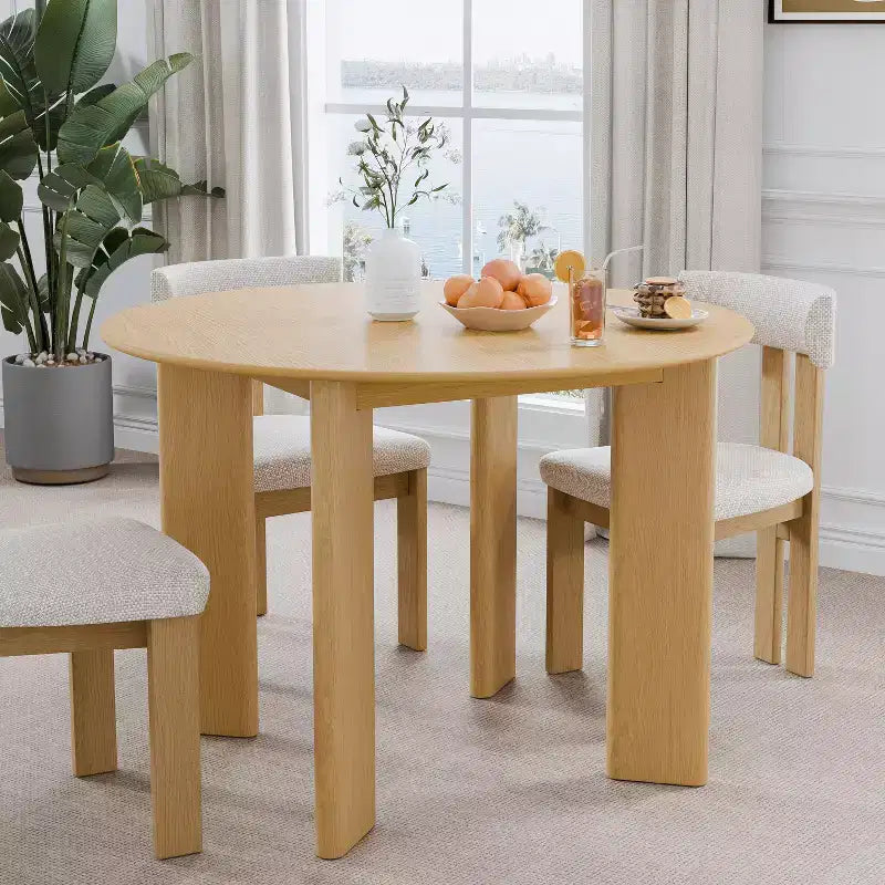PexFix 42 Tavolo da Pranzo Rotondo in Legno Massello di Rovere per Sale da Pranzo Moderne e Riunioni Familiari