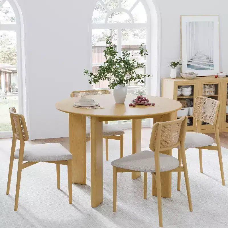 PexFix 42 Tavolo da Pranzo Rotondo in Legno Massello di Rovere per Sale da Pranzo Moderne e Riunioni Familiari
