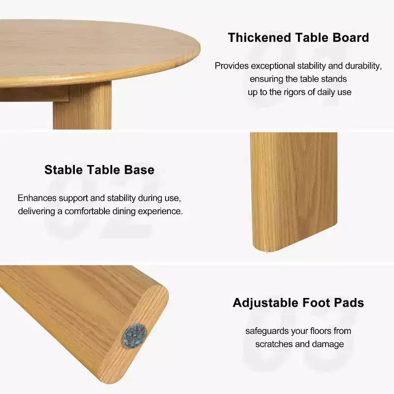 PexFix 42 Tavolo da Pranzo Rotondo in Legno Massello di Rovere per Sale da Pranzo Moderne e Riunioni Familiari