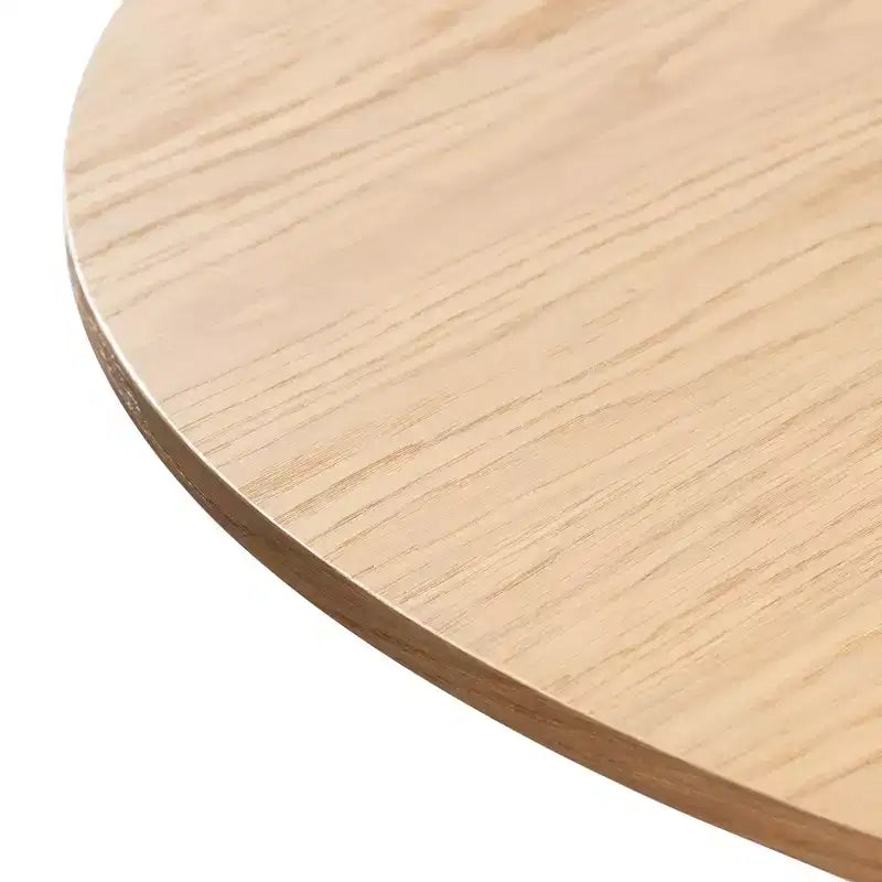 PexFix 46 x 46 Tavolo da Pranzo Cucina Rustica Rotondo in Rovere con Gambe in Rattan Intrecciato per Cucina, Bar, Soggiorno