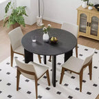 PexFix 42 Tavolo da pranzo rotondo in legno massello nero stile rustico con piano in legno per sale da pranzo moderne e riunioni di famiglia
