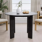 PexFix 42 Tavolo da pranzo rotondo in legno massello nero stile rustico con piano in legno per sale da pranzo moderne e riunioni di famiglia