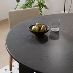 PexFix 42 Tavolo da pranzo rotondo in legno massello nero stile rustico con piano in legno per sale da pranzo moderne e riunioni di famiglia