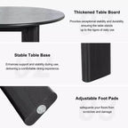 PexFix 42 Tavolo da pranzo rotondo in legno massello nero stile rustico con piano in legno per sale da pranzo moderne e riunioni di famiglia
