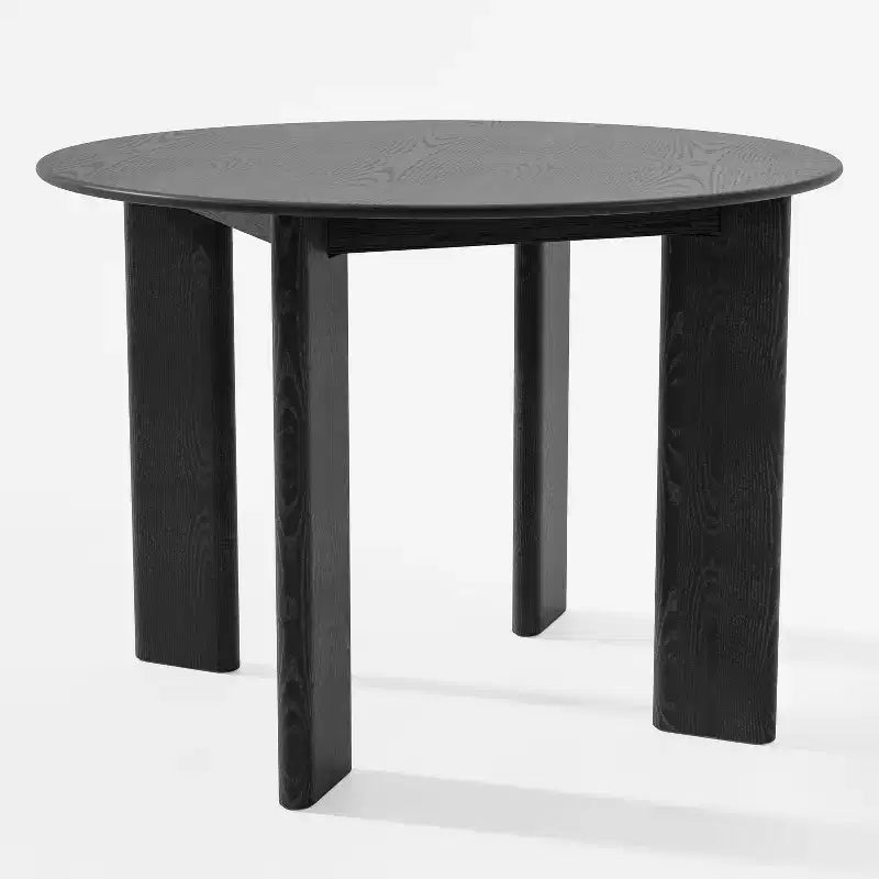 PexFix 42 Tavolo da pranzo rotondo in legno massello nero stile rustico con piano in legno per sale da pranzo moderne e riunioni di famiglia