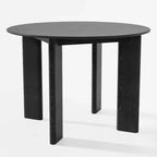 PexFix 42 Tavolo da pranzo rotondo in legno massello nero stile rustico con piano in legno per sale da pranzo moderne e riunioni di famiglia