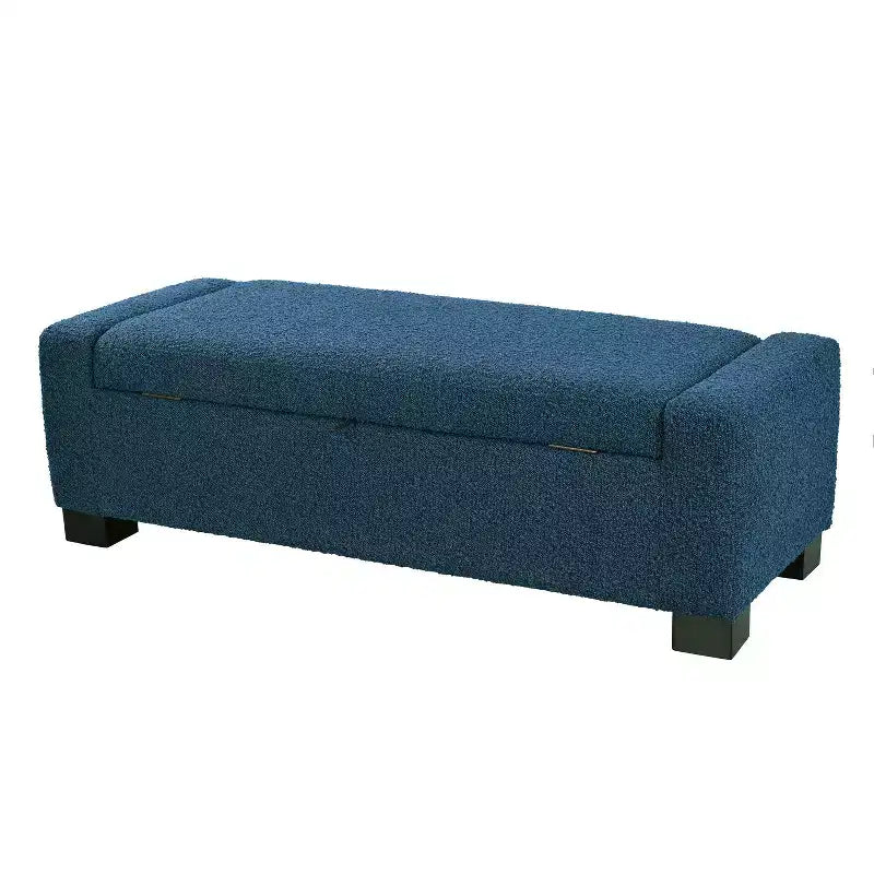 TUYOHW 50 Panca Contenitore Ottomana in Bouclé Testurizzato, Design Rettangolare con Coperchio a Cerniera per Seduta e Spazio Nascosto per Soggiorno