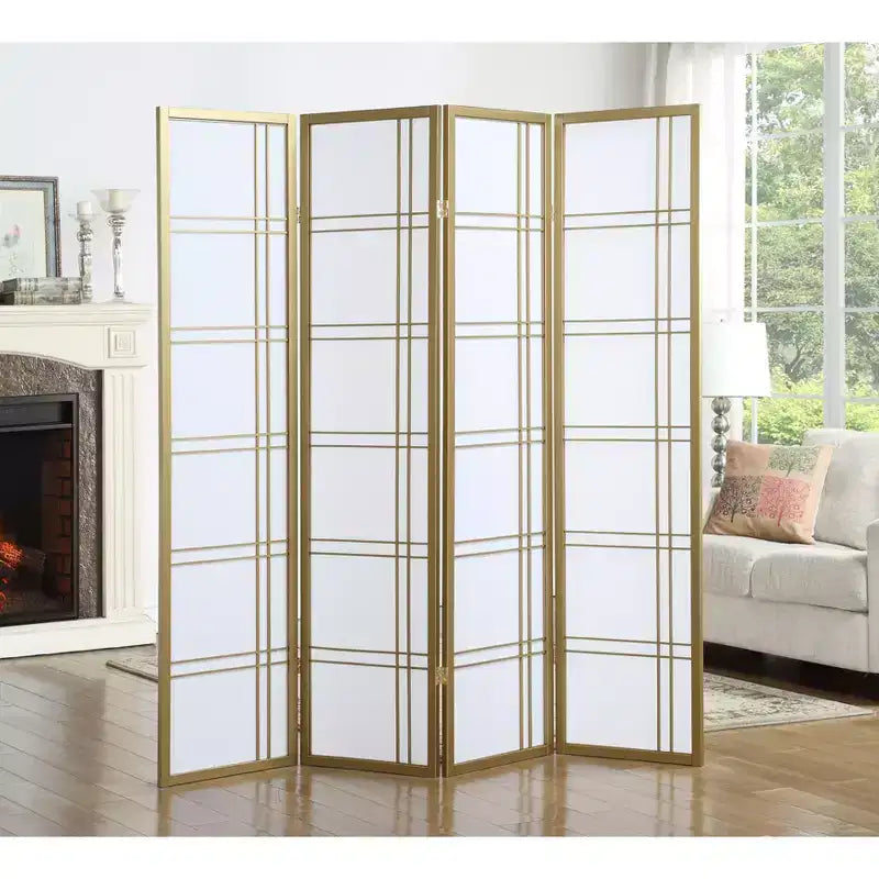 MAYEERTY 4 Panel Screen Room Divider Privacy for Home Office Gold