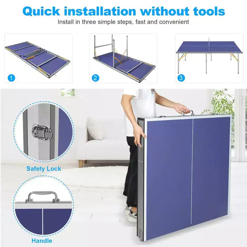 Tavoli da ping-pong professionali da esterno, tavolo da gioco portatile da ping-pong da interno/esterno 6x3FT