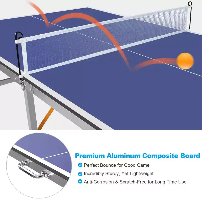 Tavoli da ping-pong professionali da esterno, tavolo da gioco portatile da ping-pong da interno/esterno 6x3FT