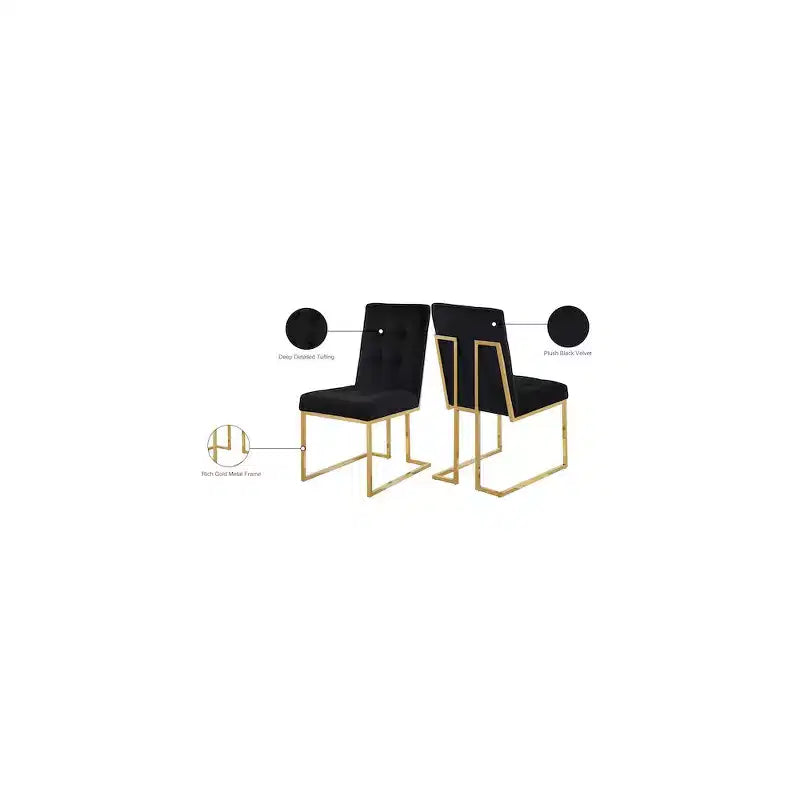 Meridian Furniture, Chaises de salle à manger Pierre en velours, lot de 2