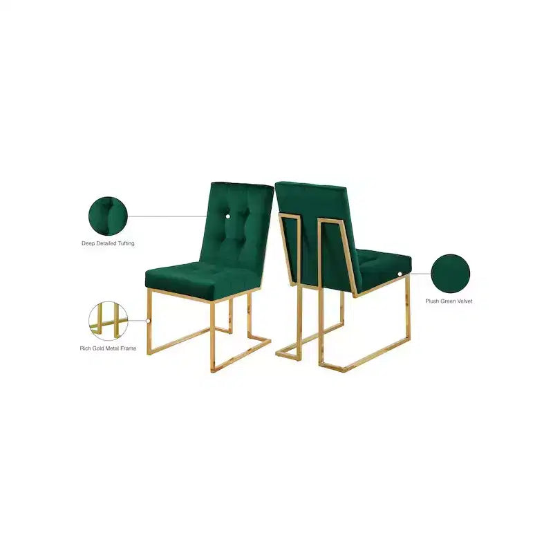 Meridian Furniture, Chaises de salle à manger Pierre en velours, lot de 2