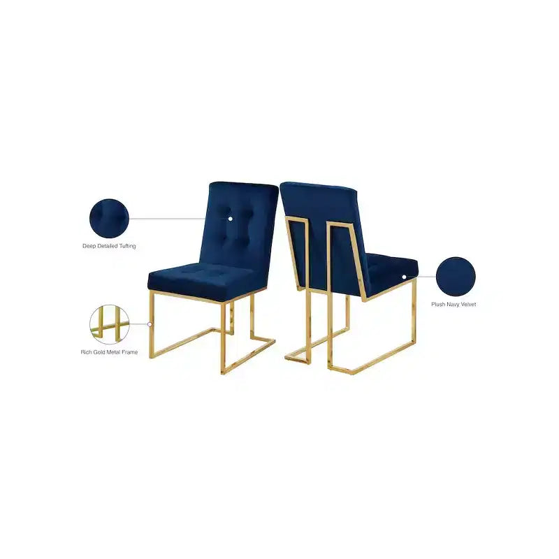 Meridian Furniture, Chaises de salle à manger Pierre en velours, lot de 2
