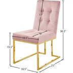 Meridian Furniture, Chaises de salle à manger Pierre en velours, lot de 2