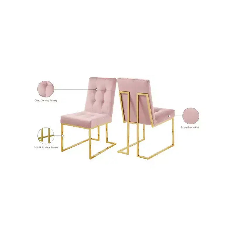 Meridian Furniture, Chaises de salle à manger Pierre en velours, lot de 2