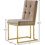 Meridian Furniture, Chaises de salle à manger Pierre en velours, lot de 2