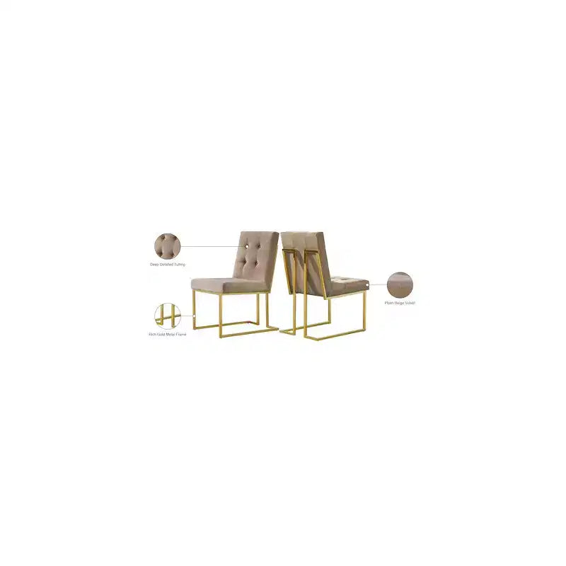 Meridian Furniture, Chaises de salle à manger Pierre en velours, lot de 2