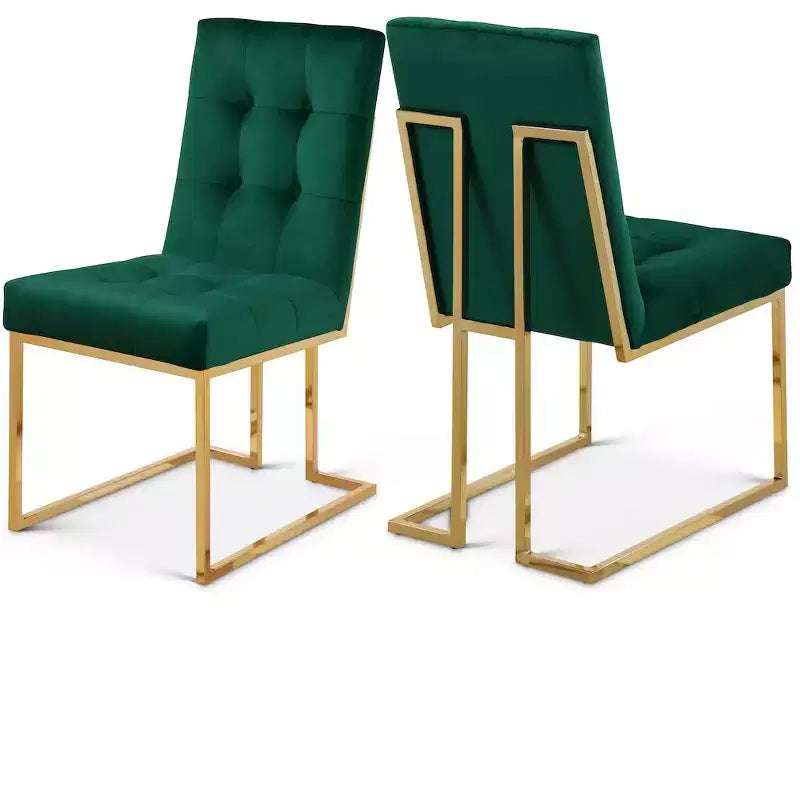 Meridian Furniture, Chaises de salle à manger Pierre en velours, lot de 2