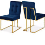 Meridian Furniture, Chaises de salle à manger Pierre en velours, lot de 2