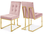 Meridian Furniture, Chaises de salle à manger Pierre en velours, lot de 2