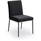 Meridina Furniture, Sedia laterale da pranzo rivestita in tessuto ciniglia nera Reeves, Set di 2