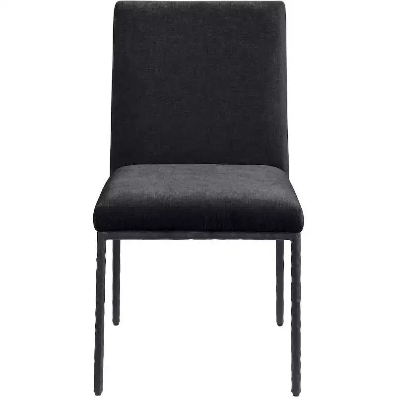 Meridina Furniture, Sedia laterale da pranzo rivestita in tessuto ciniglia nera Reeves, Set di 2