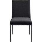 Meridina Furniture, Sedia laterale da pranzo rivestita in tessuto ciniglia nera Reeves, Set di 2