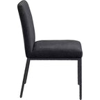 Meridina Furniture, Sedia laterale da pranzo rivestita in tessuto ciniglia nera Reeves, Set di 2