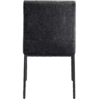 Meridina Furniture, Sedia laterale da pranzo rivestita in tessuto ciniglia nera Reeves, Set di 2