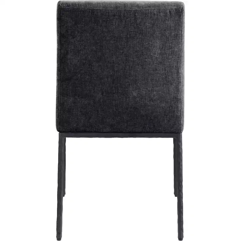 Meridina Furniture, Sedia laterale da pranzo rivestita in tessuto ciniglia nera Reeves, Set di 2