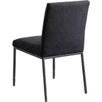 Meridina Furniture, Sedia laterale da pranzo rivestita in tessuto ciniglia nera Reeves, Set di 2
