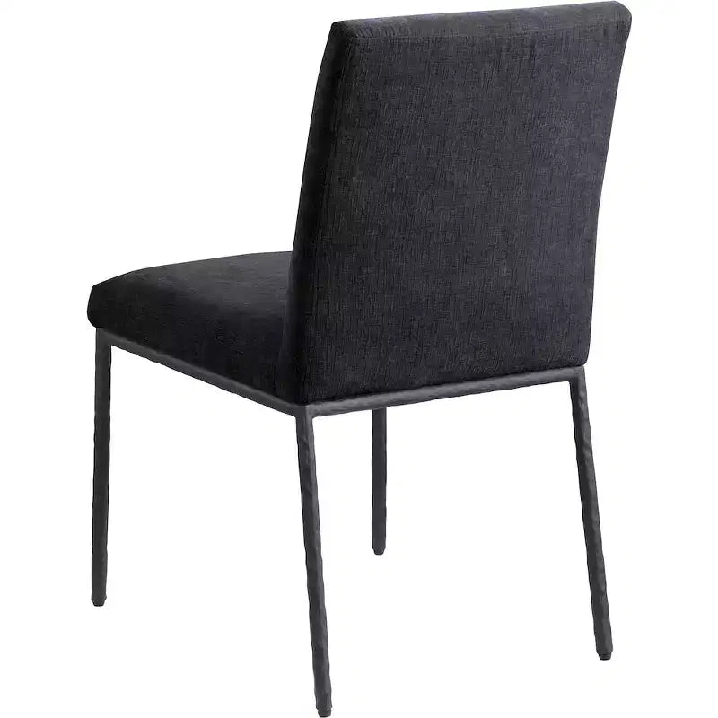 Meridina Furniture, Sedia laterale da pranzo rivestita in tessuto ciniglia nera Reeves, Set di 2