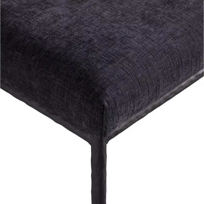 Meridina Furniture, Sedia laterale da pranzo rivestita in tessuto ciniglia nera Reeves, Set di 2