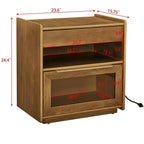 Comodino moderno con 2 cassetti, comodino moderno per camera da letto con ripiano aperto, tavolino laterale in legno per soggiorno e camera da letto