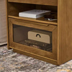 Comodino moderno con 2 cassetti, comodino moderno per camera da letto con ripiano aperto, tavolino laterale in legno per soggiorno e camera da letto