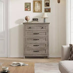 Commode 5 tiroirs pour chambre à coucher, commode verticale de 105 cm de haut avec rangement indépendant, meuble de rangement en bois pour salon, chambre à coucher, entrée