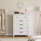 Commode 5 tiroirs pour chambre à coucher, commode verticale de 105 cm de haut avec rangement indépendant, meuble de rangement en bois pour salon, chambre à coucher, entrée
