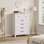 Commode 5 tiroirs pour chambre à coucher, commode verticale de 105 cm de haut avec rangement indépendant, meuble de rangement en bois pour salon, chambre à coucher, entrée