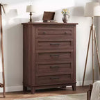 Commode 5 tiroirs pour chambre à coucher, commode verticale de 105 cm de haut avec rangement indépendant, meuble de rangement en bois pour salon, chambre à coucher, entrée