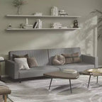 vidaXL Divano letto Grigio chiaro Velluto (100% poliestere), legno, plastica Grande