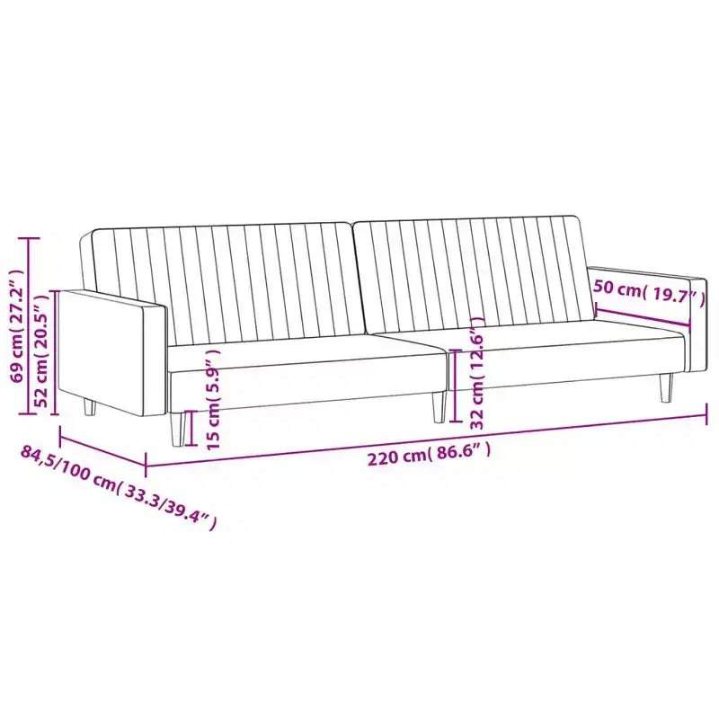 vidaXL Divano letto Grigio chiaro Velluto (100% poliestere), legno, plastica Grande
