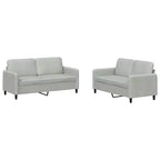 vidaXL 2 Piece Sofa Set in Light Gray Velvet - Comfortable Seating with Thick Padding and Durable Material for Living Room or Office Space