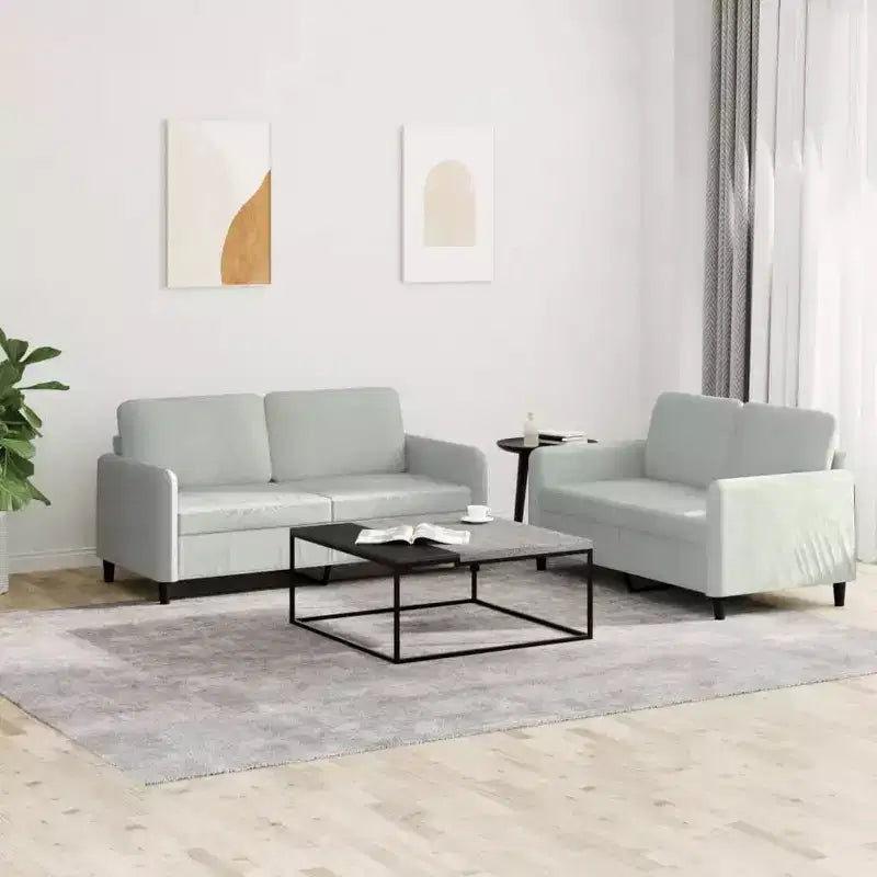 vidaXL Set divani 2 pz in velluto grigio chiaro - Seduta confortevole con imbottitura spessa e materiale resistente per soggiorno o ufficio