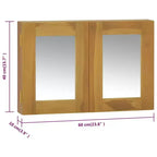 vidaXL Mobile specchiera con cornice in legno massello di teak - Specchio da ingresso con spazio aggiuntivo - Unità a parete - Dimensioni: 23,6 x 3,9 x 15,7