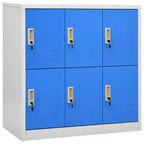 vidaXL Durable Storage Locker Cabinets - Modern Design, Made of Steel in Gray and Blue - Ideal for Schools, Offices - 35.4x17.7x36.4