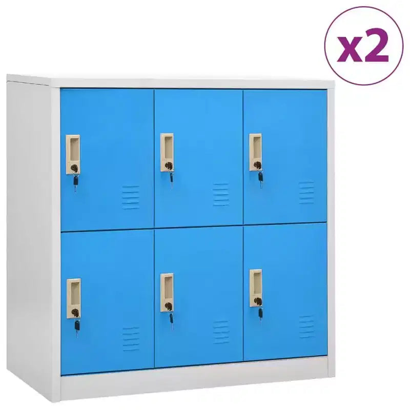 vidaXL Armadietti robusti - Design moderno, in acciaio in grigio e blu - Ideali per scuole, uffici - 35,4x17,7x36,4