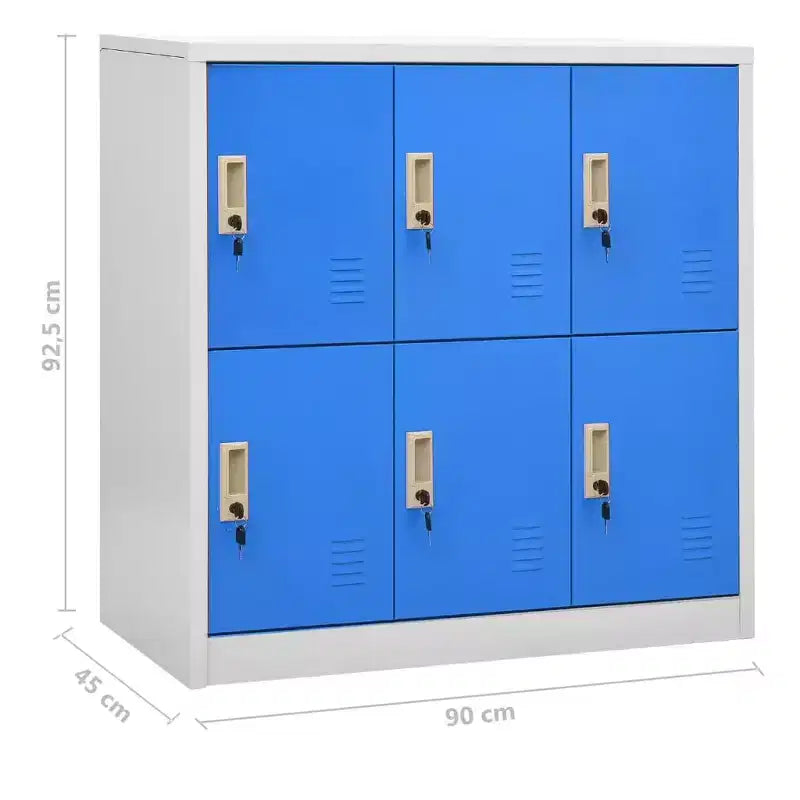 vidaXL Armadietti robusti - Design moderno, in acciaio in grigio e blu - Ideali per scuole, uffici - 35,4x17,7x36,4